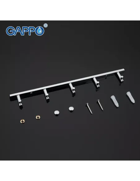 Планка с крючками Gappo G202-5, 300 мм, хром, 5 крючков