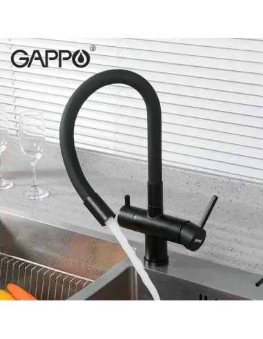 Змішувач для кухні Gappo G4398-36, з підключенням до фільтра, чорний