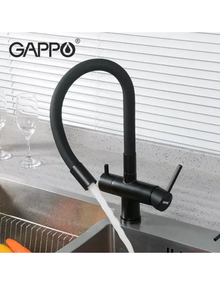 Змішувач для кухні Gappo G4398-36, з підключенням до фільтра, чорний