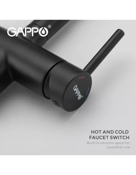Смеситель для кухни Gappo G4398-36, с подключением к фильтру, черный