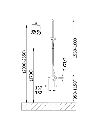 Душова система Q-tap Aries QTARI111CRM45560 Chrome з виливом