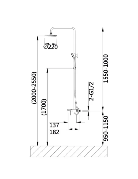 Душевая система Q-tap Aries QTARI111CRM45560 Chrome с изливом