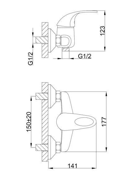 Смеситель для душа Frap F2003, без излива, хром