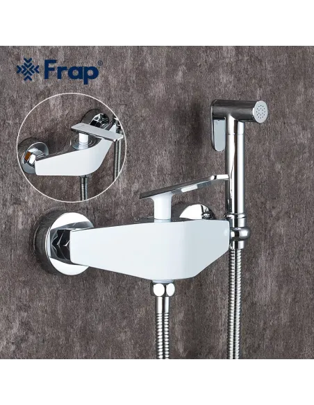 Смеситель для биде Frap F2058, с гигиеническим душем, белый хром