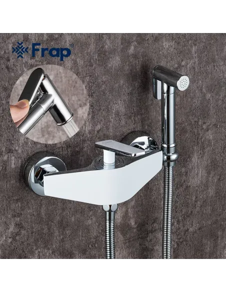 Смеситель для биде Frap F2058, с гигиеническим душем, белый хром