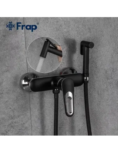 Смеситель для биде Frap F2049-6, с гигиеническим душем, черный хром