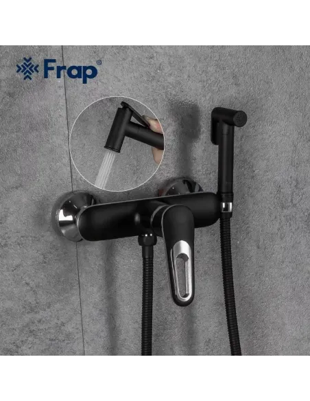 Смеситель для биде Frap F2049-6, с гигиеническим душем, черный хром