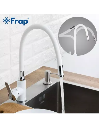 Смеситель для кухни Frap F4041 с гибким изливом, белый хром
