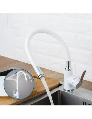 Смеситель для кухни Frap F4041 с гибким изливом, белый хром