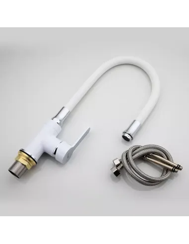 Смеситель для кухни Frap F4041 с гибким изливом, белый хром