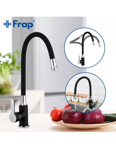Смеситель для кухни Frap F4042 с гибким изливом, черный хром
