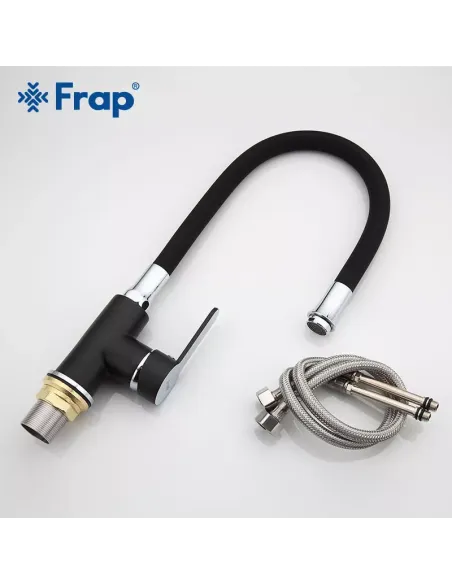 Смеситель для кухни Frap F4042 с гибким изливом, черный хром