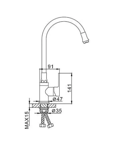 Смеситель для кухни Frap F4042 с гибким изливом, черный хром