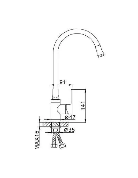 Змішувач для кухні Frap F4042 з гнучким виливом, чорний хром