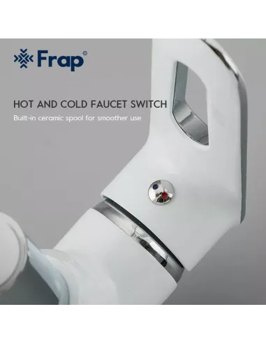 Змішувач для кухні Frap F4049 з гнучким виливом, білий хром.