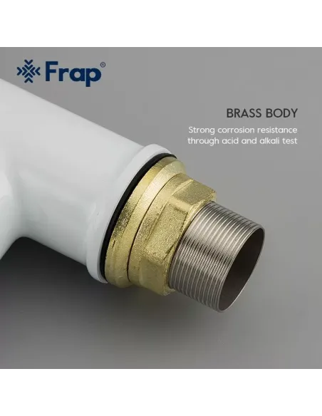 Змішувач для кухні Frap F4049 з гнучким виливом, білий хром.