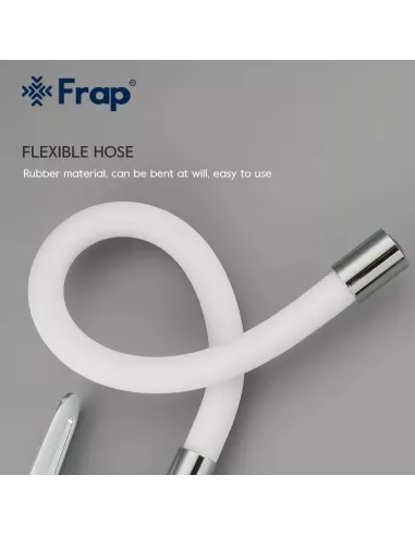 Змішувач для кухні Frap F4049 з гнучким виливом, білий хром.