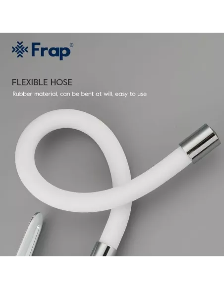 Змішувач для кухні Frap F4049 з гнучким виливом, білий хром.
