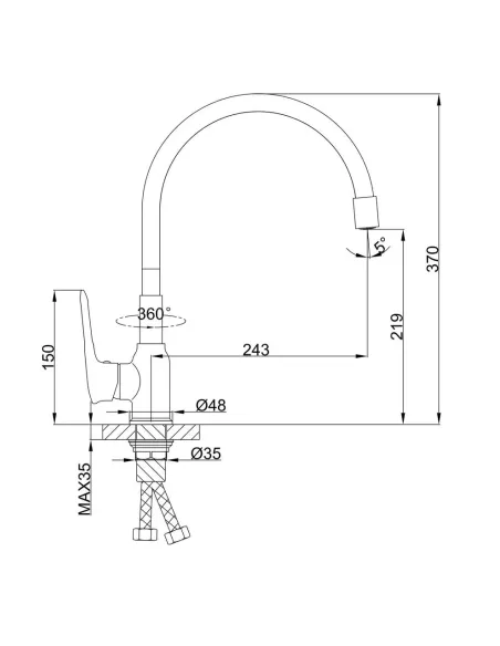 Смеситель для кухни Frap F4049 с гибким изливом, белый хром