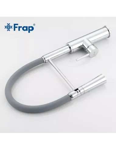Змішувач для кухні Frap F4452-6 з гнучким виливом, 2 режими, сірий хром