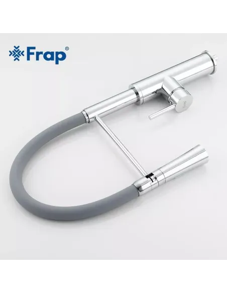 Смеситель для кухни Frap F4452-6 с гибким изливом, 2 режима, серый хром