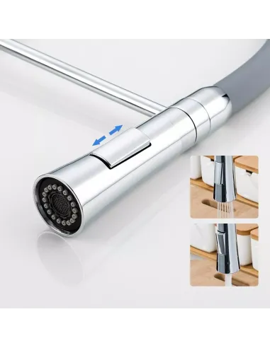 Смеситель для кухни Frap F4452-6 с гибким изливом, 2 режима, серый хром