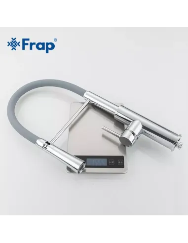 Змішувач для кухні Frap F4452-6 з гнучким виливом, 2 режими, сірий хром