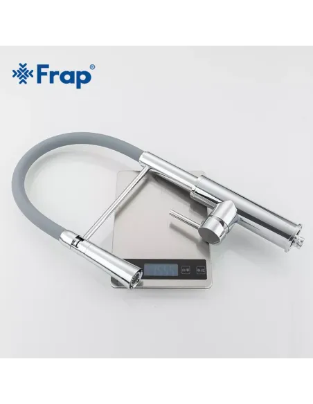 Смеситель для кухни Frap F4452-6 с гибким изливом, 2 режима, серый хром
