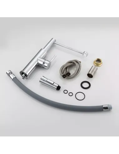 Смеситель для кухни Frap F4452-6 с гибким изливом, 2 режима, серый хром