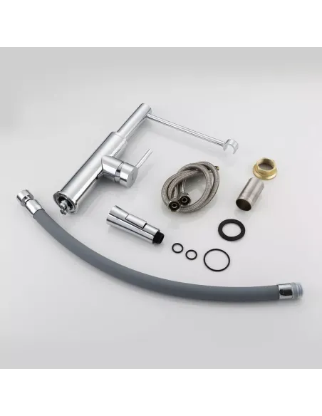 Змішувач для кухні Frap F4452-6 з гнучким виливом, 2 режими, сірий хром