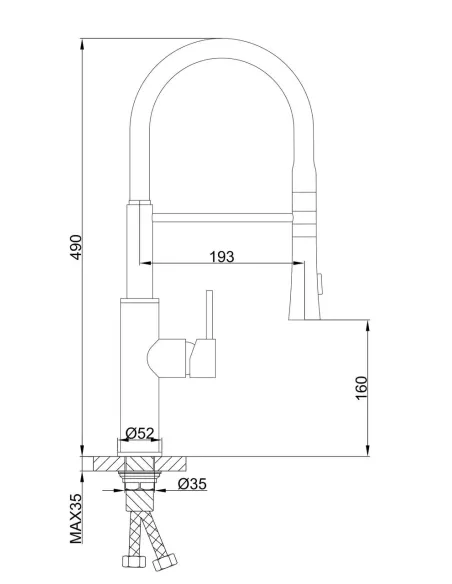 Смеситель для кухни Frap F4452-6 с гибким изливом, 2 режима, серый хром