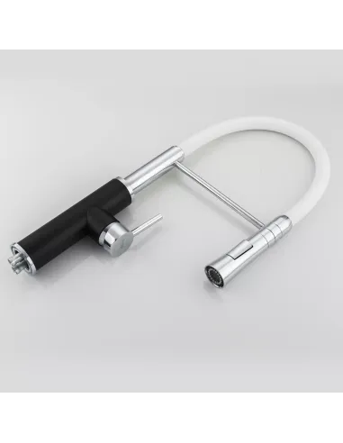 Смеситель для кухни Frap F4452-7 с гибким изливом, 2 режима, черный белый