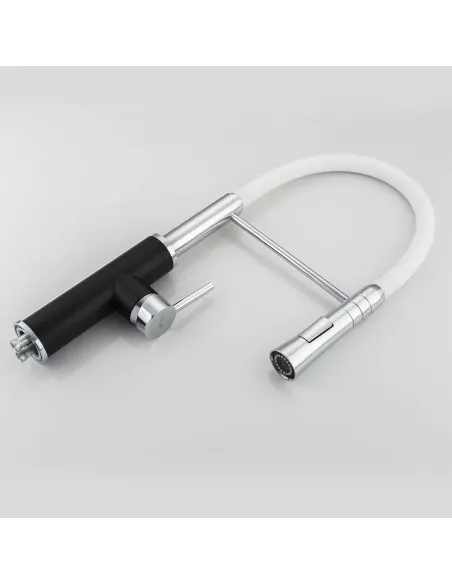 Смеситель для кухни Frap F4452-7 с гибким изливом, 2 режима, черный белый