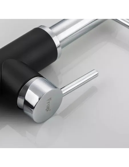 Змішувач для кухні Frap F4452-7 з гнучким виливом, 2 режими, чорний білий