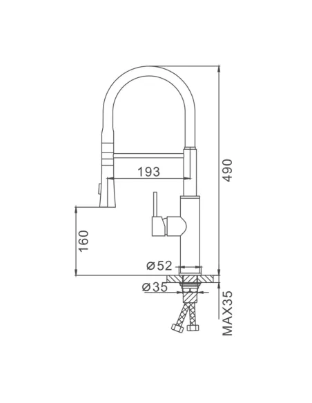 Смеситель для кухни Frap F4452-7 с гибким изливом, 2 режима, черный белый