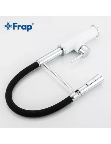 Смеситель для кухни Frap F4452-8 с гибким изливом, 2 режима, белый черный