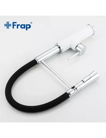 Смеситель для кухни Frap F4452-8 с гибким изливом, 2 режима, белый черный