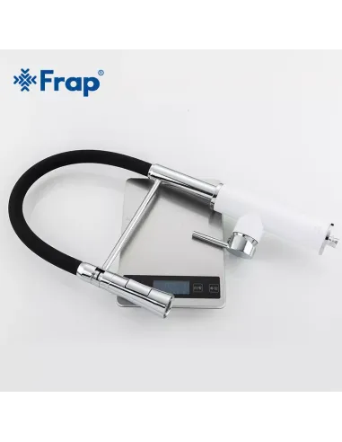 Змішувач для кухні Frap F4452-8 з гнучким виливом, 2 режими, білий чорний