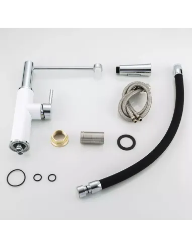 Смеситель для кухни Frap F4452-8 с гибким изливом, 2 режима, белый черный