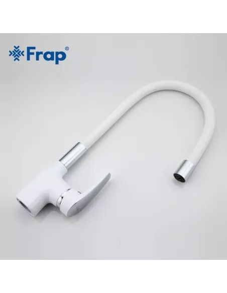 Змішувач для кухні Frap F4453-03 з гнучким виливом, білий хром.