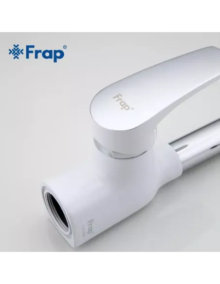 Змішувач для кухні Frap F4453-03 з гнучким виливом, білий хром.
