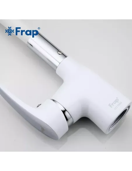 Змішувач для кухні Frap F4453-03 з гнучким виливом, білий хром.