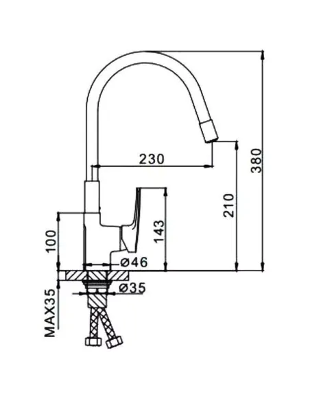 Змішувач для кухні Frap F4453-03 з гнучким виливом, білий хром.