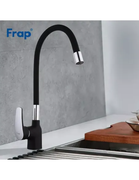 Смеситель для кухни Frap F4448 с гибким изливом, черный хром