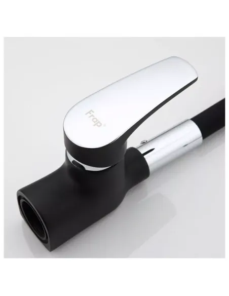 Змішувач для кухні Frap F4448 з гнучким виливом, чорний хром