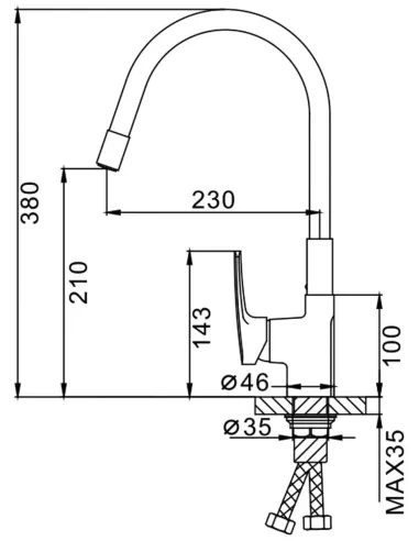 Смеситель для кухни Frap F4448 с гибким изливом, черный хром