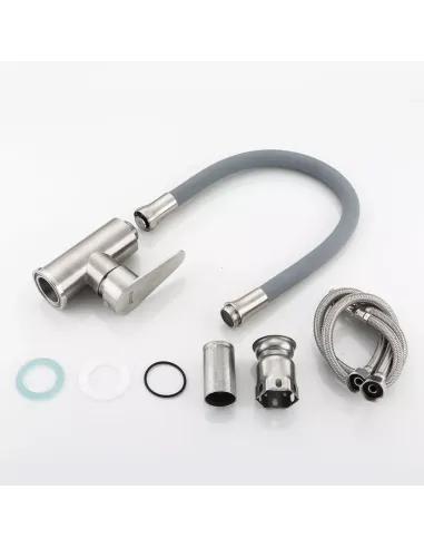 Смеситель для кухни Frap F4448 с гибким изливом, сатин