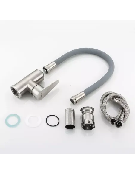 Смеситель для кухни Frap F4448 с гибким изливом, сатин