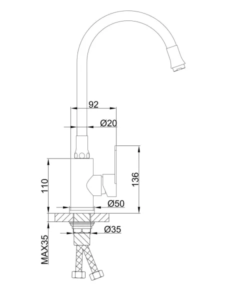 Смеситель для кухни Frap F4448 с гибким изливом, сатин
