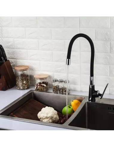 Змішувач для кухні Frap F4457 з гнучким виливом, чорний хром